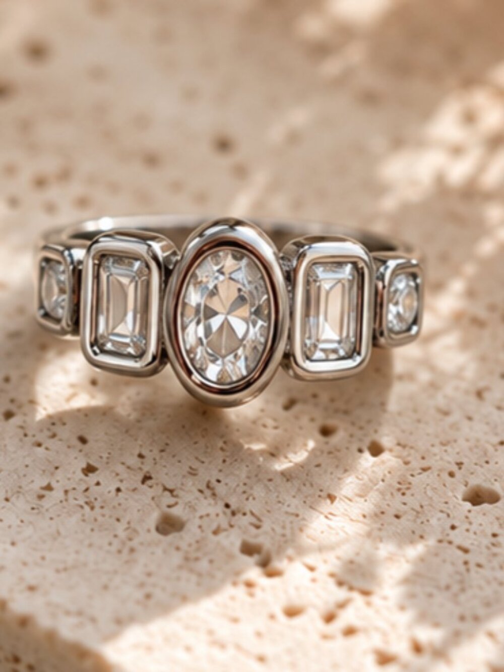 Cubic Zirconia Multi-Stone Statement Ring - Size 6